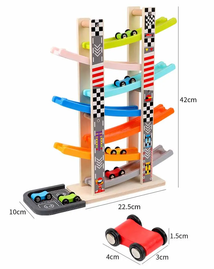 Hot Toddler Toys Wooden Ramp Racer For Girls Boys Wood Race Track With