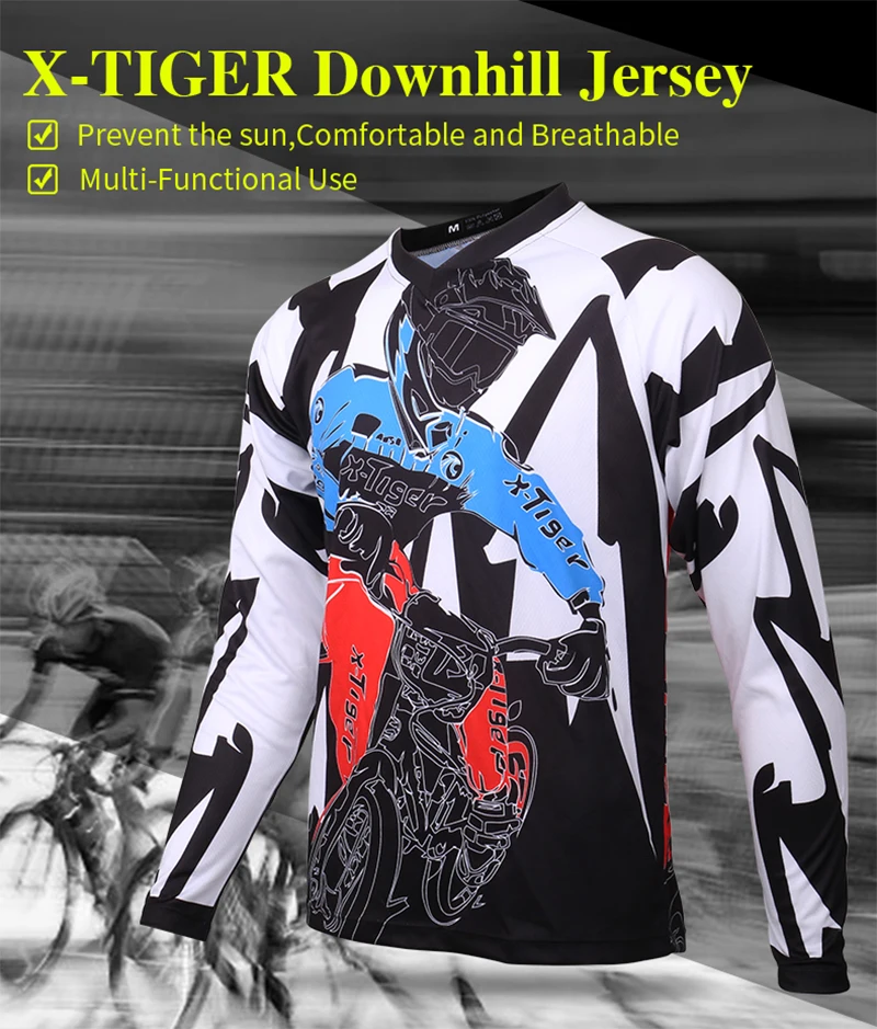 transpirable de secado rápido, camiseta de Motocross DH MTB Camiseta Unisex de manga larga para ciclismo 