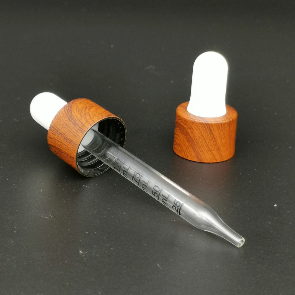 Wood Grain Water Transfer Plastic Dropper Pipette Opal White Bottle