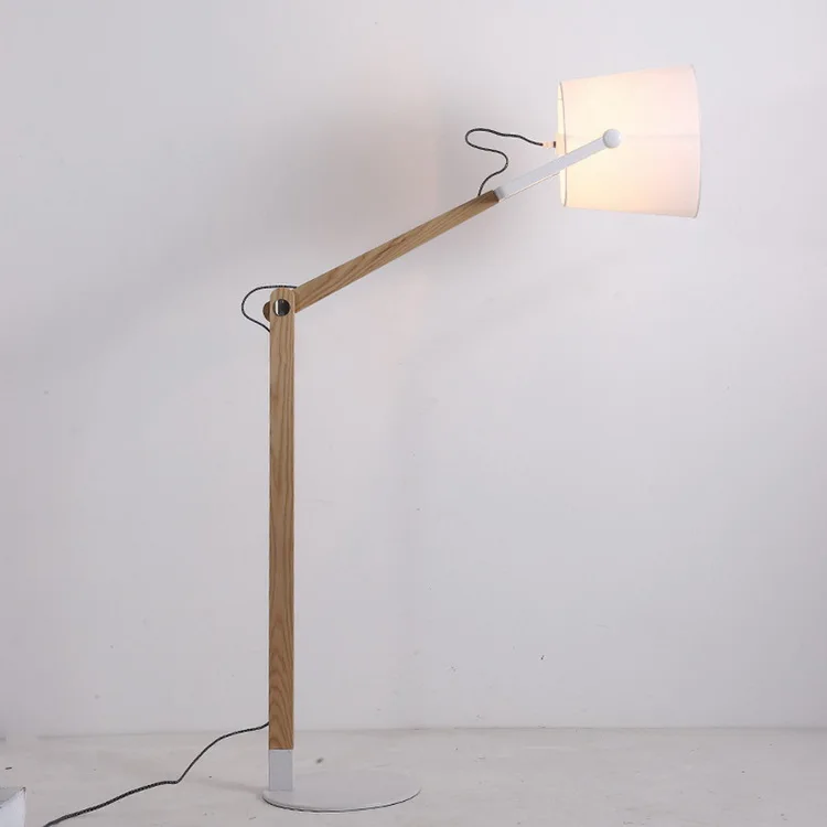 2020 China New Arrival Industry Iron Lampshade Modern Lamp Wooden Adjustable Unique Floor Lighting For Hotel Home