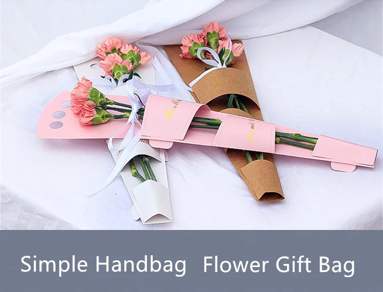 Pink Flower Bag Simple Rose Carry Bag Flower Portable Kraft Bag Buy
