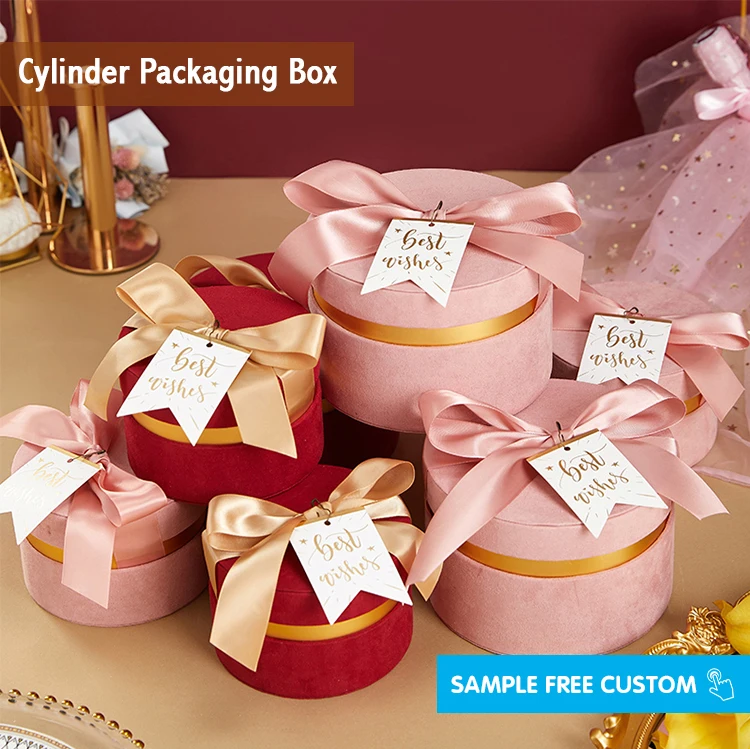 Black Cylindrical Paper Gift Boxes Wholesale Luxury Round Shaped Preserved Flower Florist Custom Flat Pack Hat Box