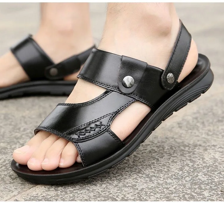Men's Summer Beach Shoes Outdoor Casual Dual-Purpose Non-Slip Breathable Vietnamese Sandals Soft-Soled Wear-Resistant