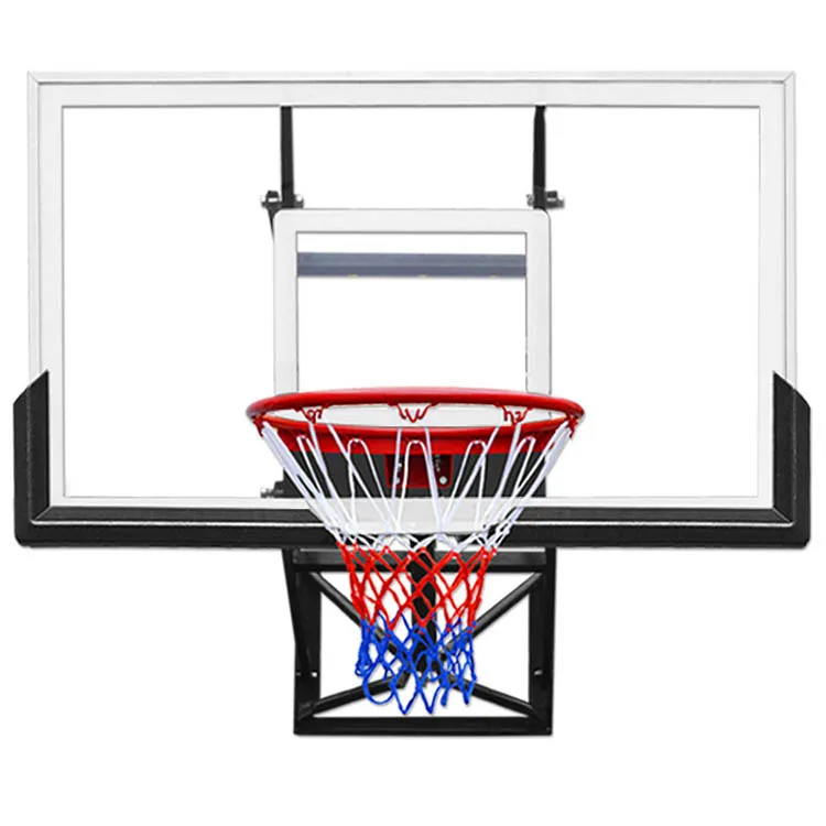 Adjustable Basketball Hoop Standard Basket Ball Hoop With Tempered Glass Backboard 