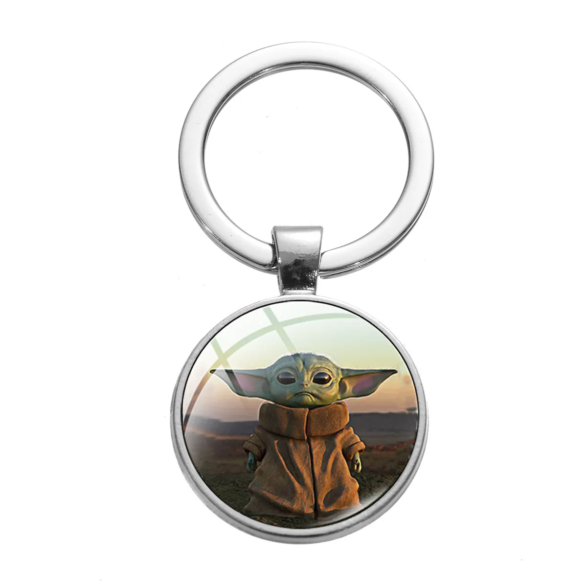 Novelty Baby Yoda Metal Keychain The Mandalorian Movie Theme Poster
