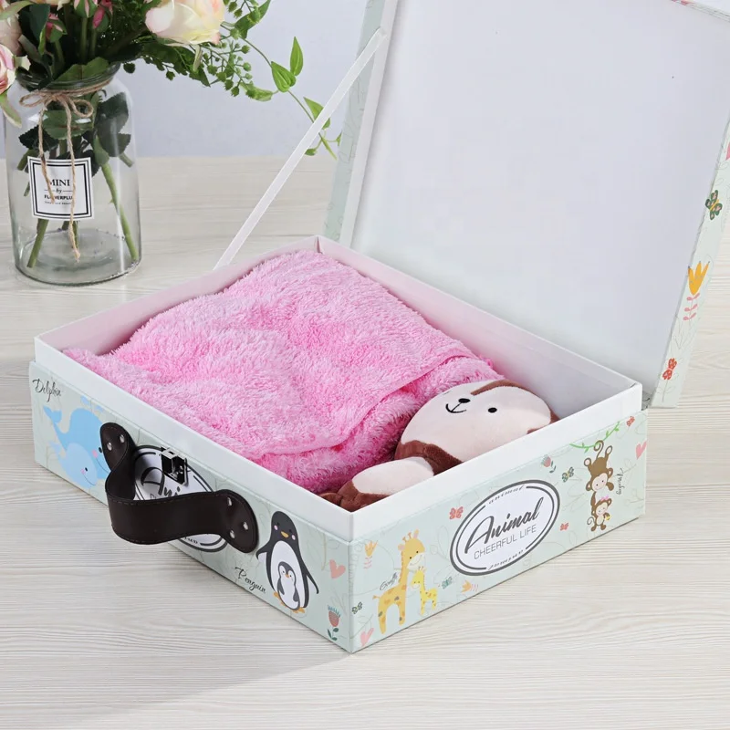 Luxury Gift Box With Metal Lock And Leather Handle For Baby Children