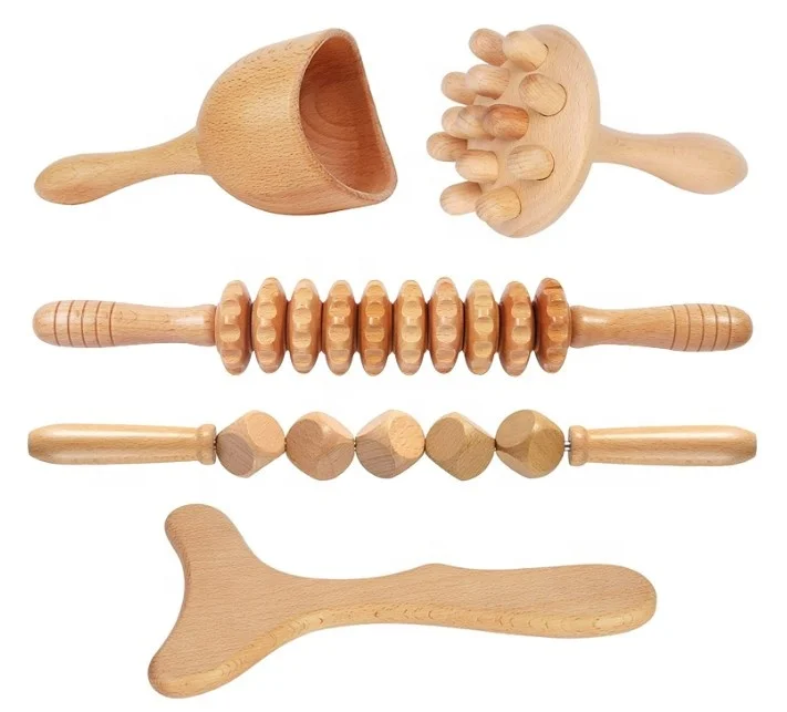 5 Pcs Wood Therapy Massage Tools For Body Shaping Kit For Anti ...