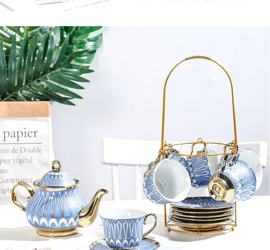 13 Pieces European Ceramic Tea Set Coffee Set Porcelain Tea Set With