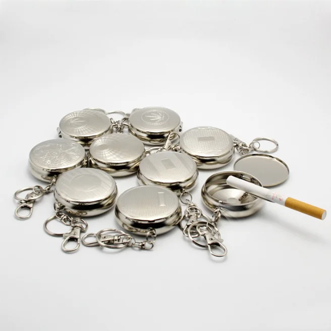 Cute Pocket Purse Ashtray Portable Box Stainless Steel Circular