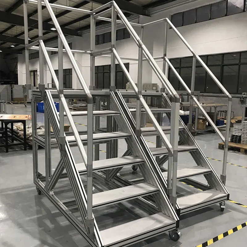 Custom Industrial Aluminum Profile 6000 Series for Stairs and Platform with Bending Cutting Welding Processing Services manufacture