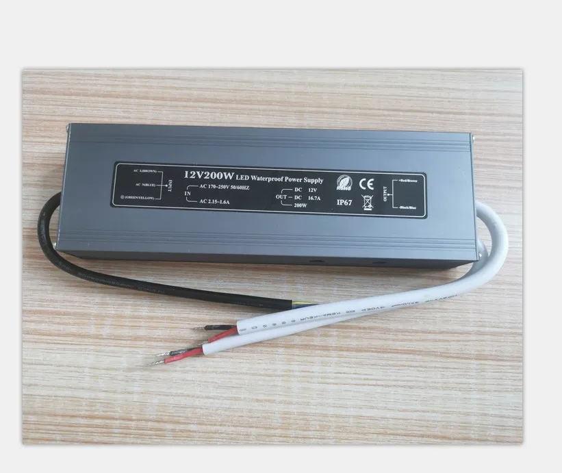 Wholesale price Waterproof ultrathin LED Power supply 12V 16.7A  200W  LED Driver for LED Strip Lights