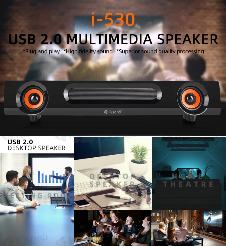 TV Home Theater Soundbar Mini computer sound bar Speaker System with led