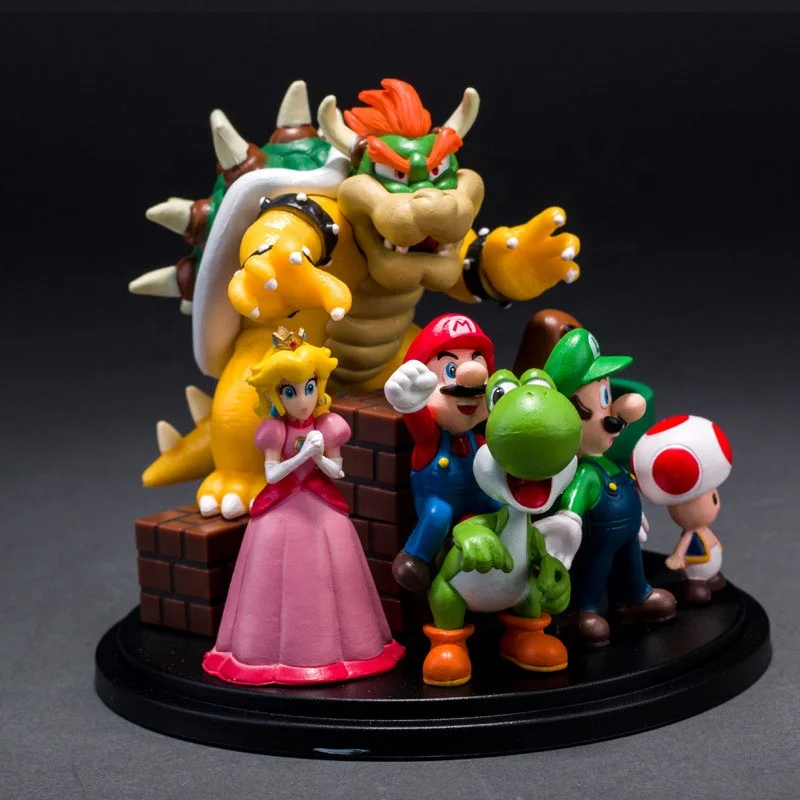 Super Mario Bros Mini Action Figures, Luigi, Yoshi, Sapo Bowser