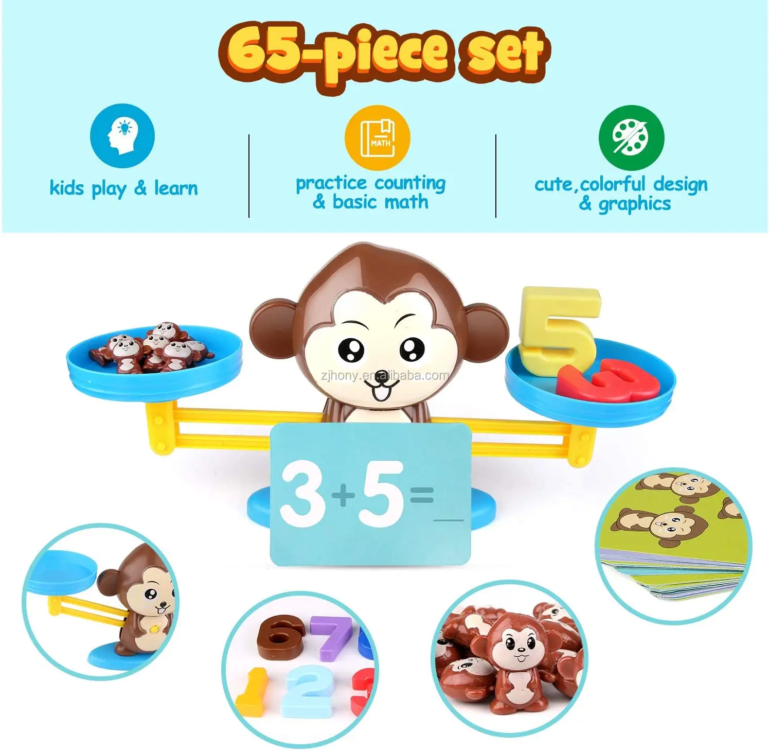 65 pcs Cool Math Toys Educational Aiduy Monkey Balance Maths Game Counting Toys 