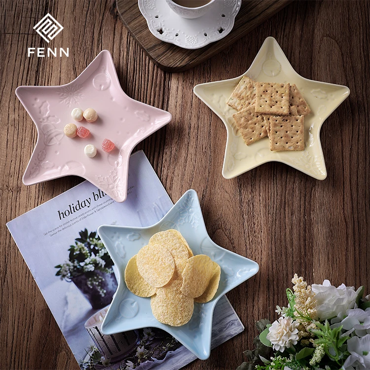 product fenn christmas decoration creative star shaped assiette dessert fruit plate christmas ceramic food serving plates dishes vintage-56