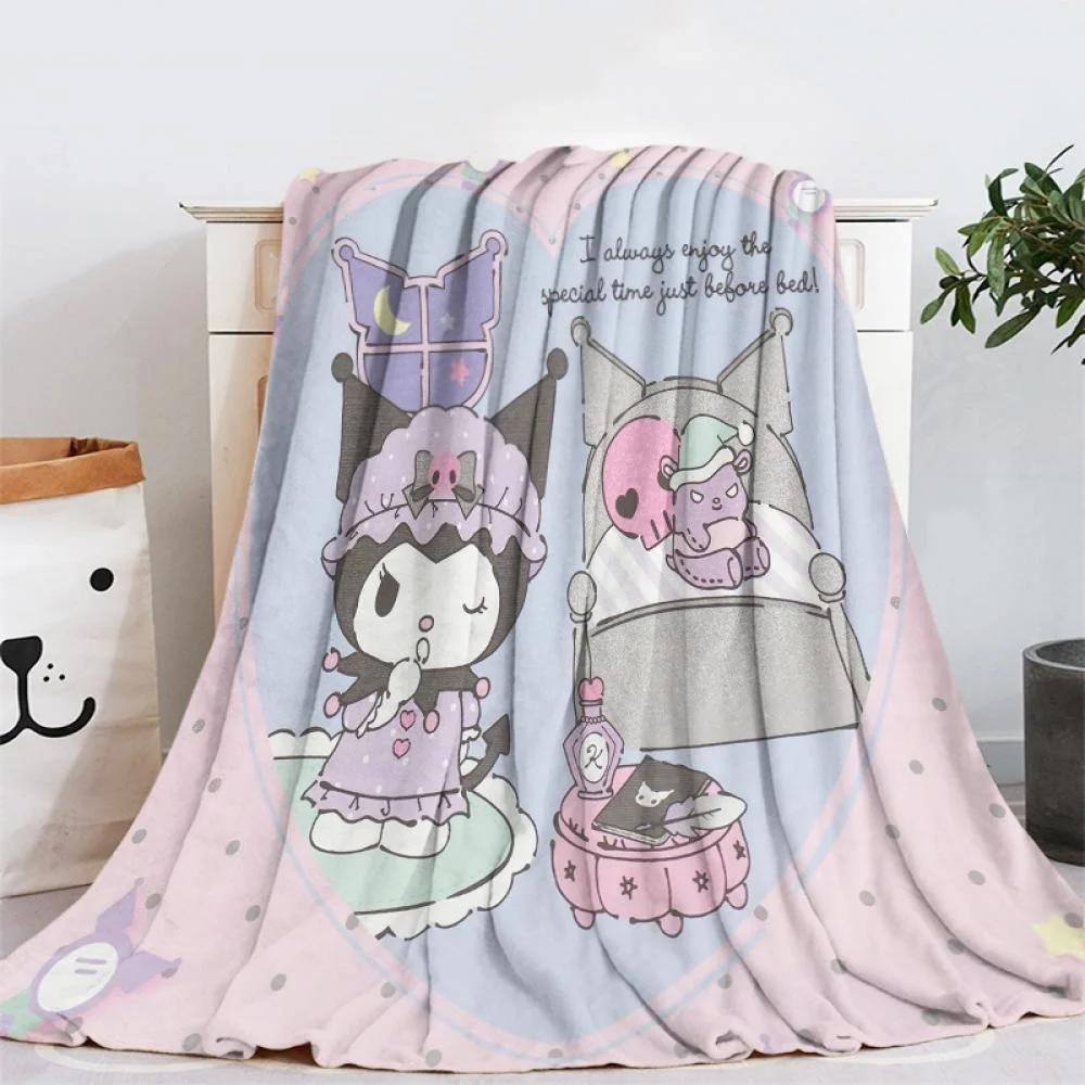 Kuromi Plush Blanket Kawaii Sanrioed Kt Cat Cute Cartoon Anime Soft 