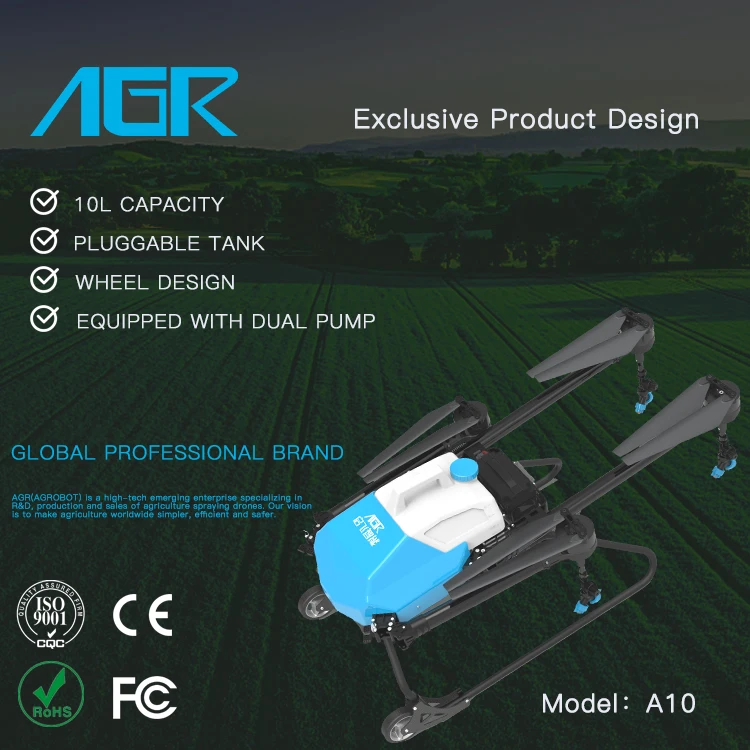 10kg RTK intelligent battery agricultural sprayer drone uav with water tank for crop