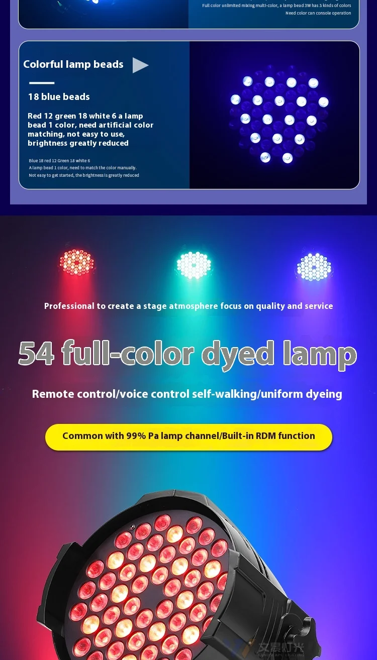 product wenjing 54pcs 3w cob led full color par light ip65 surface spotlights for wedding bar dance room stage lighting-1
