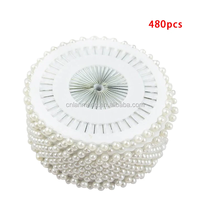 OmkuwlQ 480Pcs DIY Sewing Head Pin Pearl Beads Needle Pin Set Manual Positioning Needle Dressmaking Jewelry 