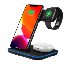 Amazon Hot Sale For Iphone With Lamp 3in1 Wireless Charging Station Fast 15W Qi 3 In 1 Wireless Charger Stand
