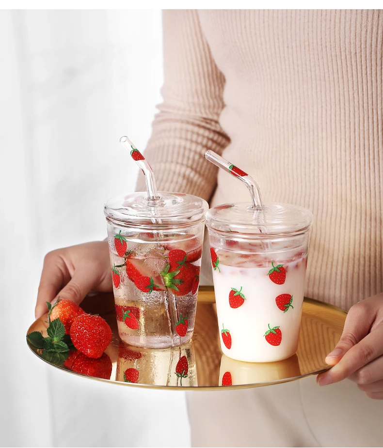 JSJJAEY Nana Nana Borosilicaat Water Cup Leuke Aardbei Melkglazen JSJJAEY Nana Nana Borosilicaat Water Cup Leuke Aardbei Melkglazen