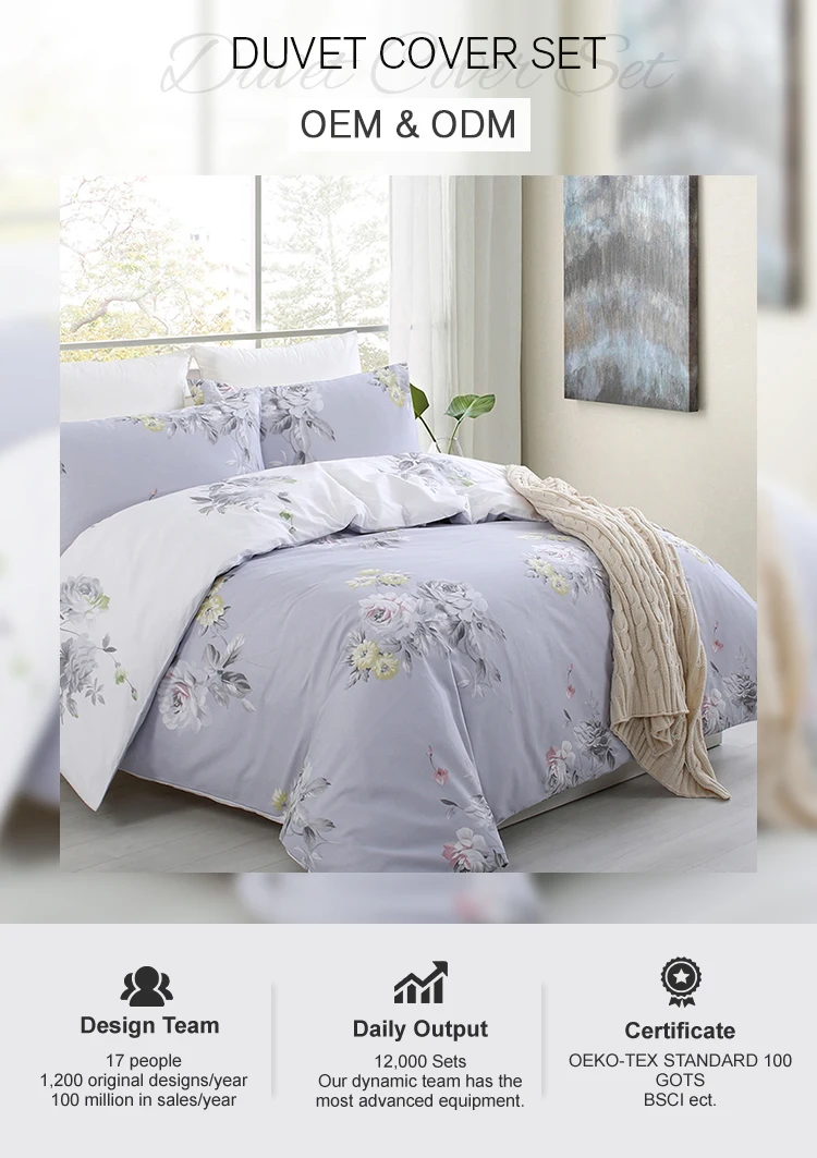 Luxury Turkish Style 3 Pcs 3d Print Blue Orkotex 100 Cotton Duvet