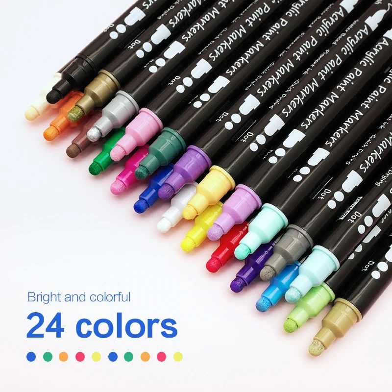 12/24/36 Colors Acrylic Paint Pen Dual Tip Marker With Dot Tip And ...