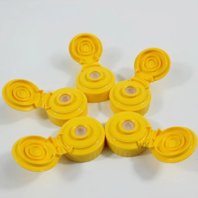 38mm Yellow Ribbed Snap Top Cap Honey Ketchup Flip Cap Plastic Bpa Free