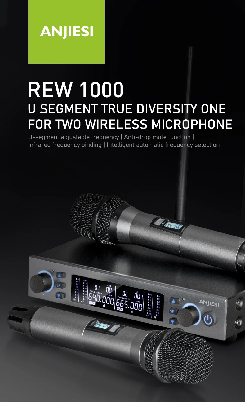 Uhf Induction Microphone One For Two Ktv Family Performance Wireless
