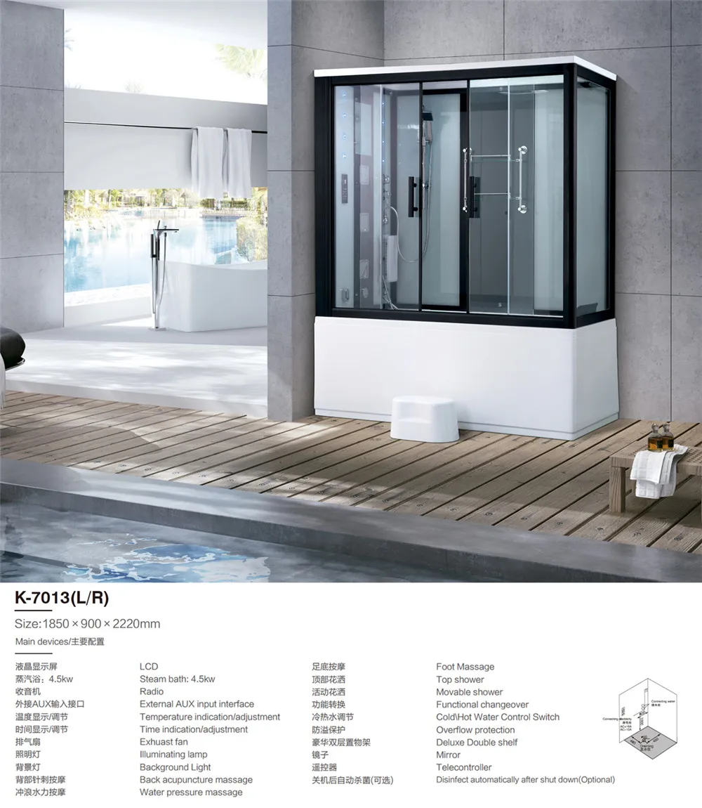 JOININ bathroom spa and whirlpool bath massage steam room enclosure with shower 7013
