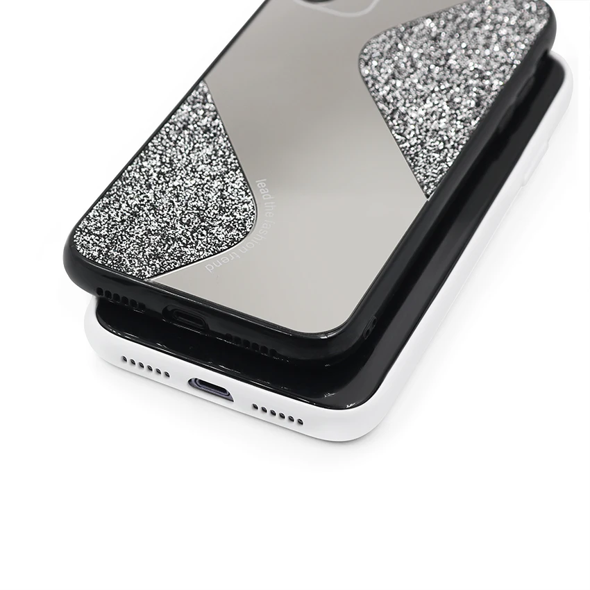 Luxury glittering powder water drill makeup mirror phone case for iphone 12 pro