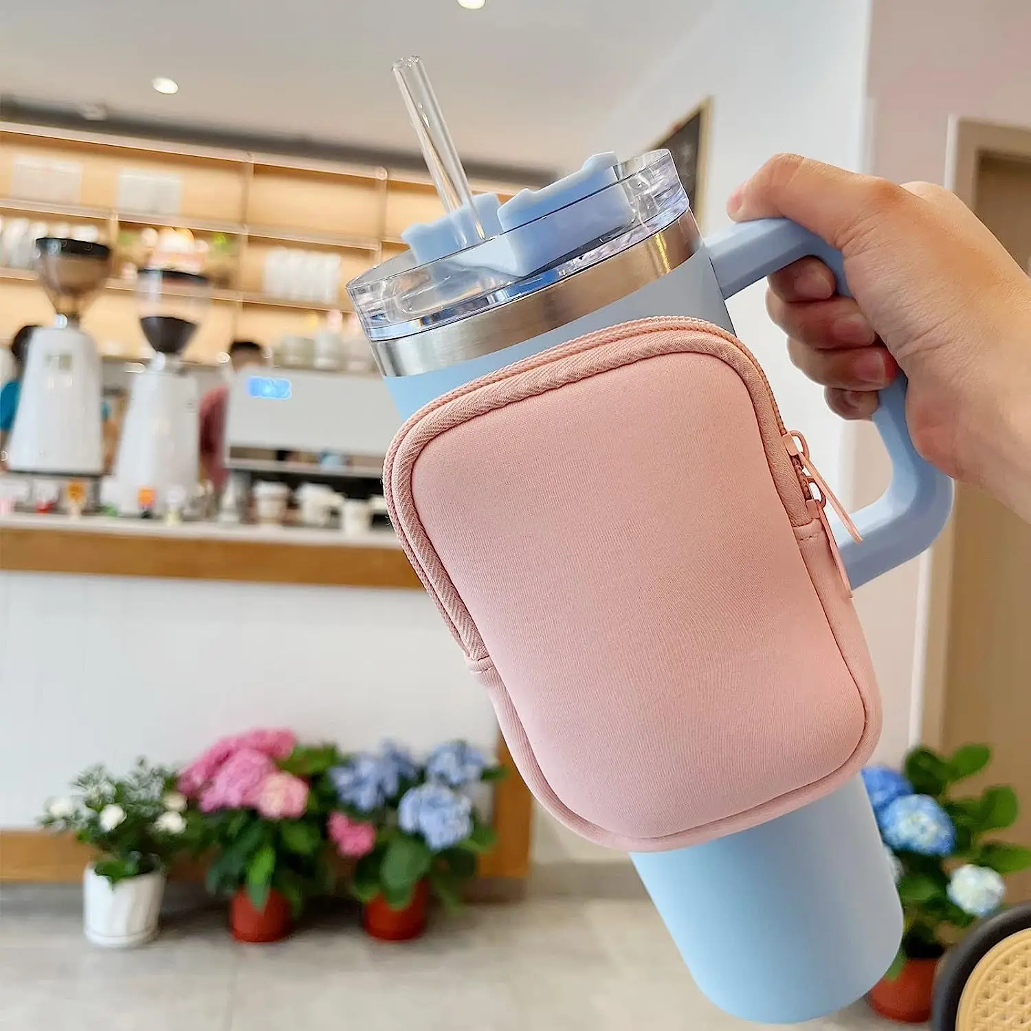 Adventure Quencher Water Bottle Pouch For 40oz Tumbler With Zipper