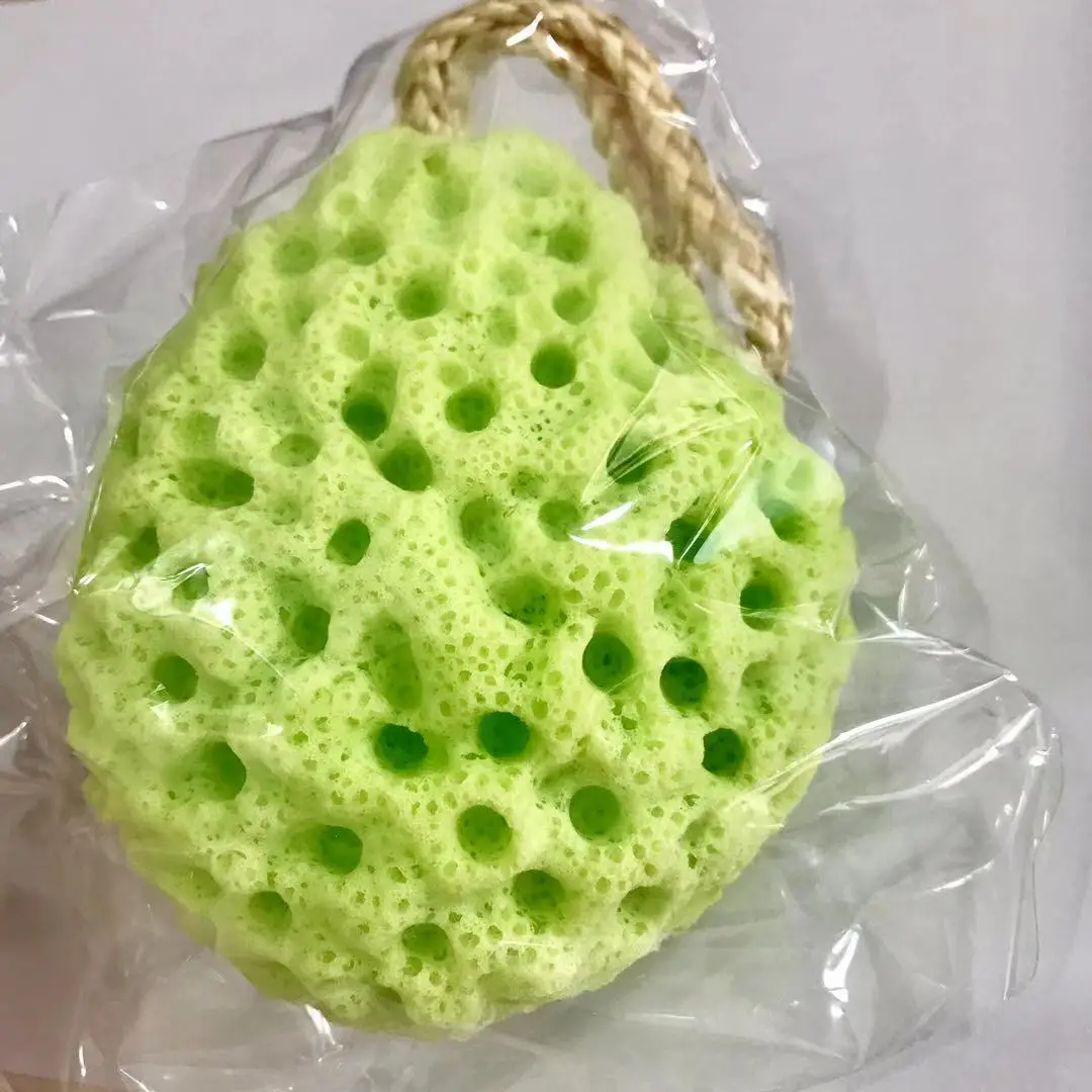 New Custom Luxury Bath Sponge Eco Friendly Bath Sponge Yellow Green