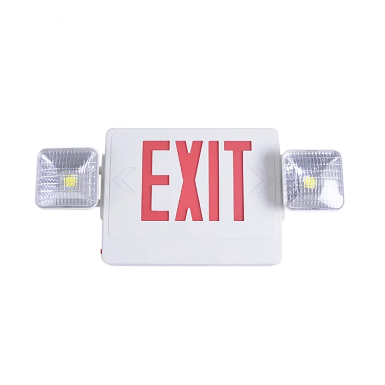 UL 120V 277V Rotating Panel Battery Backup Green Red Letter LED Emergency Light Combo Fire Safety Emergency LED Exit Light