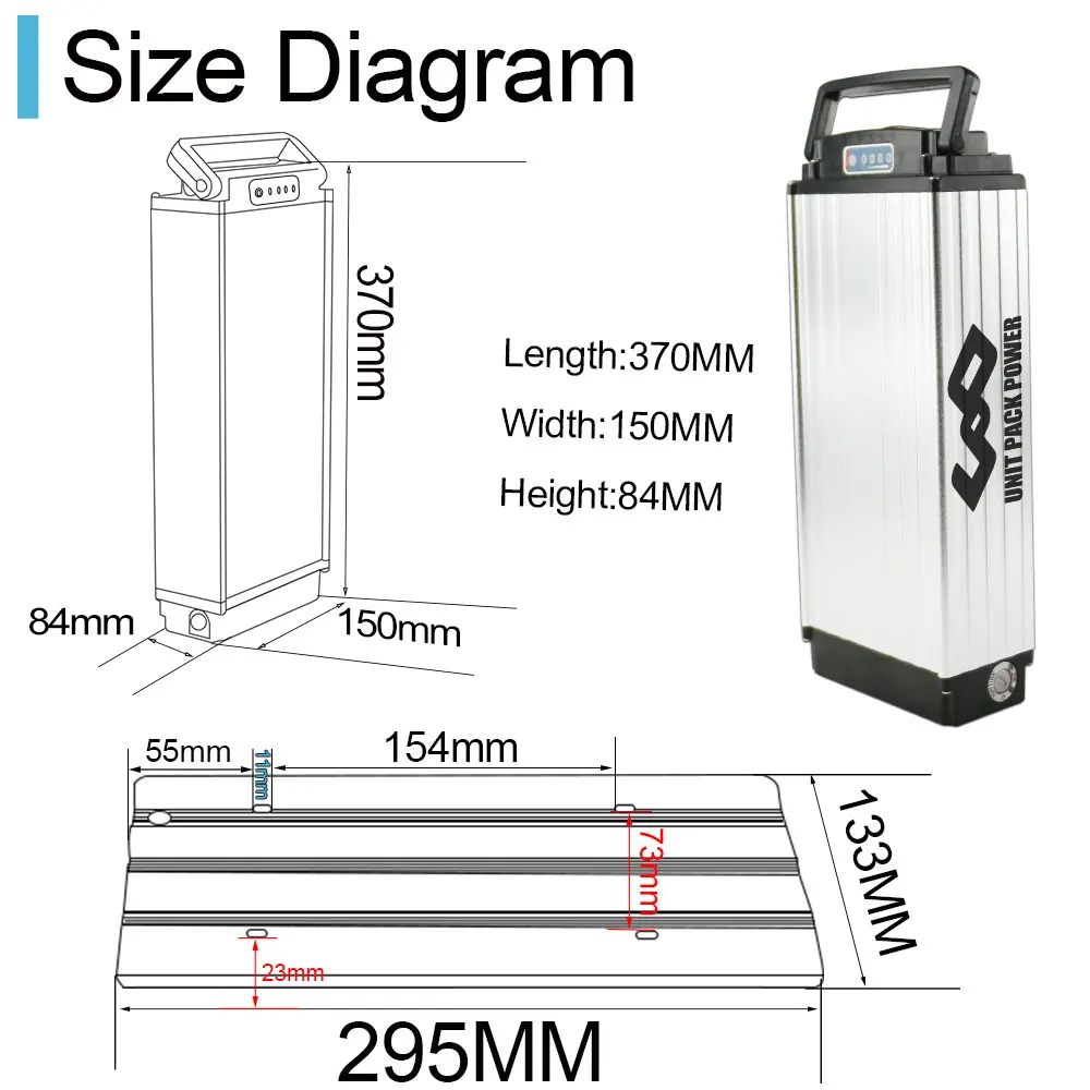 High power rear rack carrier 1000w electric bicycle lithium ion ebike battery 52v 20ah