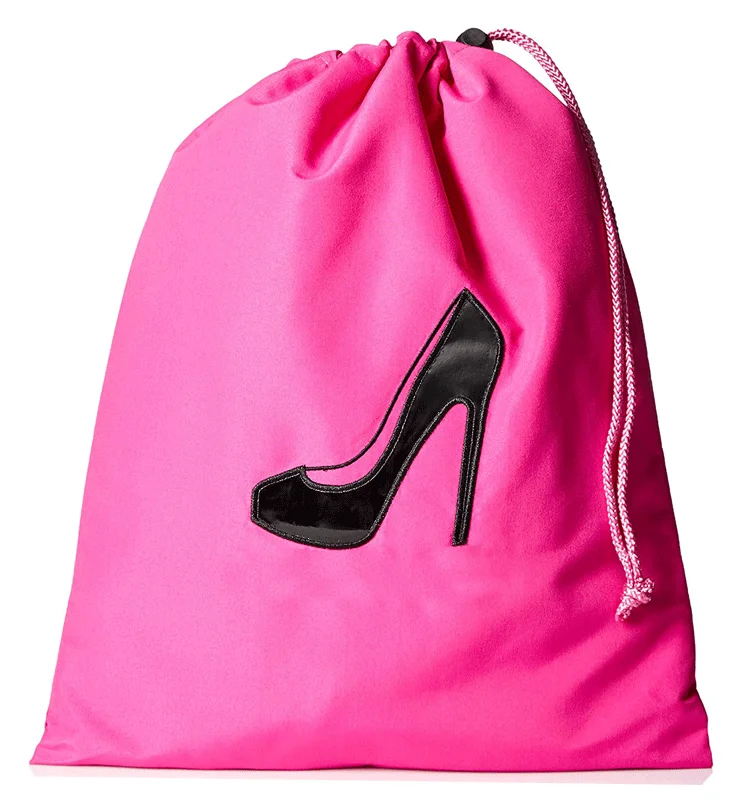 Fashion Custom Polyester Satin Drawstring High Heel Shoe Dust Bag With Divider