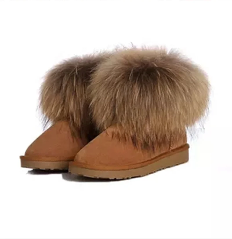 Winter women's shoes fox fur warm fashion cute winter boots raccoon fur boots