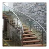 curved arc double beam wood step stairs