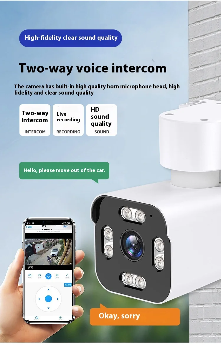 Cloudbirds V360pro 4K Zoom HD Smart Track Dual Way Communicating Alarming Camera PTZ Rotation App Control CMOS Camera