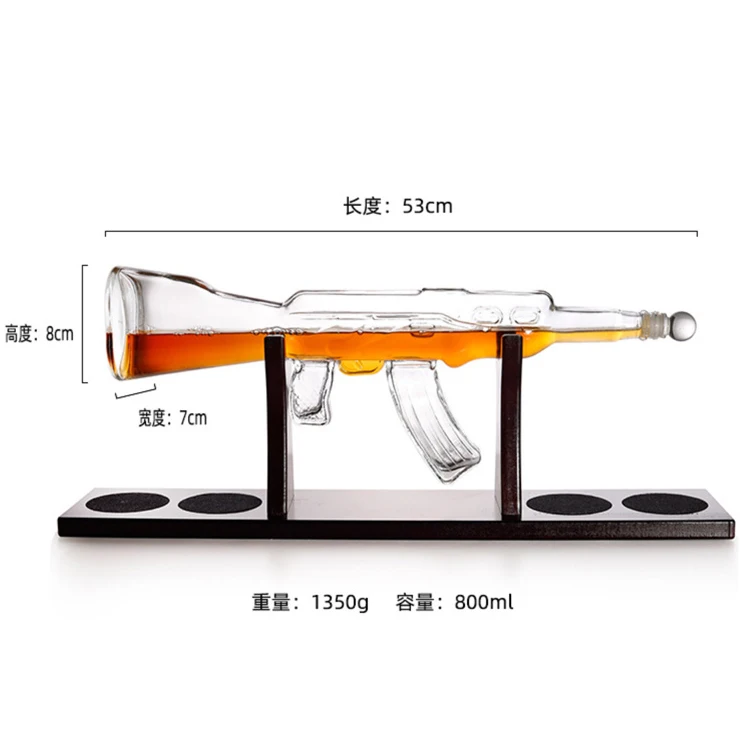 Best-selling label glass decanter of gun oversales for drinking