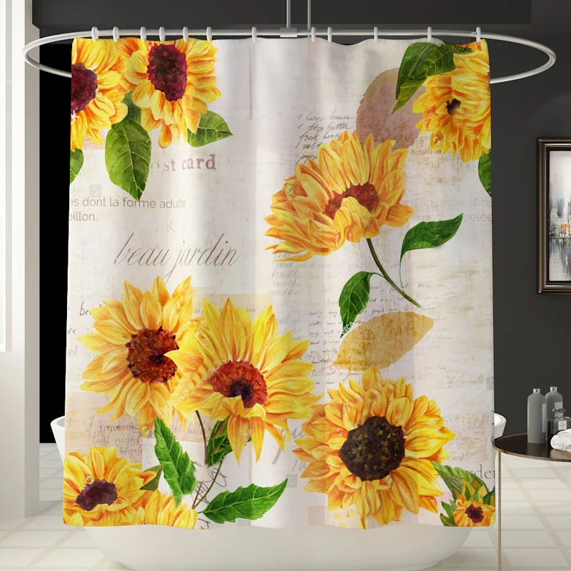 New Shower Curtain Lid Toilet Cover Bath Mat Rug with Hooks Bathroom Accessory Sets