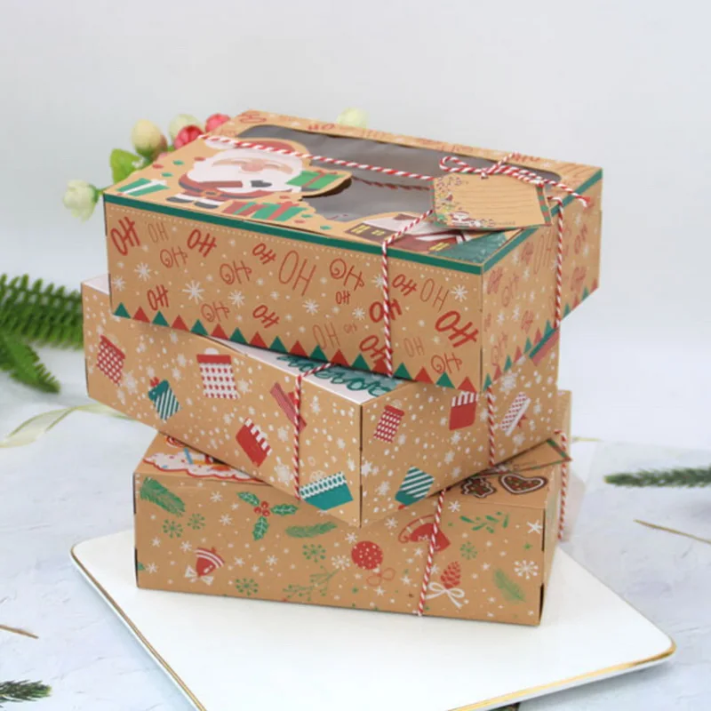 3PCS Christmas Candy Cookie Boxes Bakery Gift Boxes Cupcake Muffin Boxes US