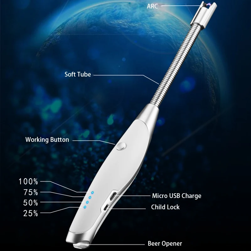 360 Degree Flexible Long Neck Rechargeable Wedding Candle Lighter