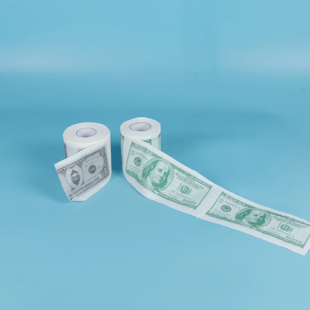 Custom Design Novelty Funny Us Euro Money Printed Toilet Paper & Dollar