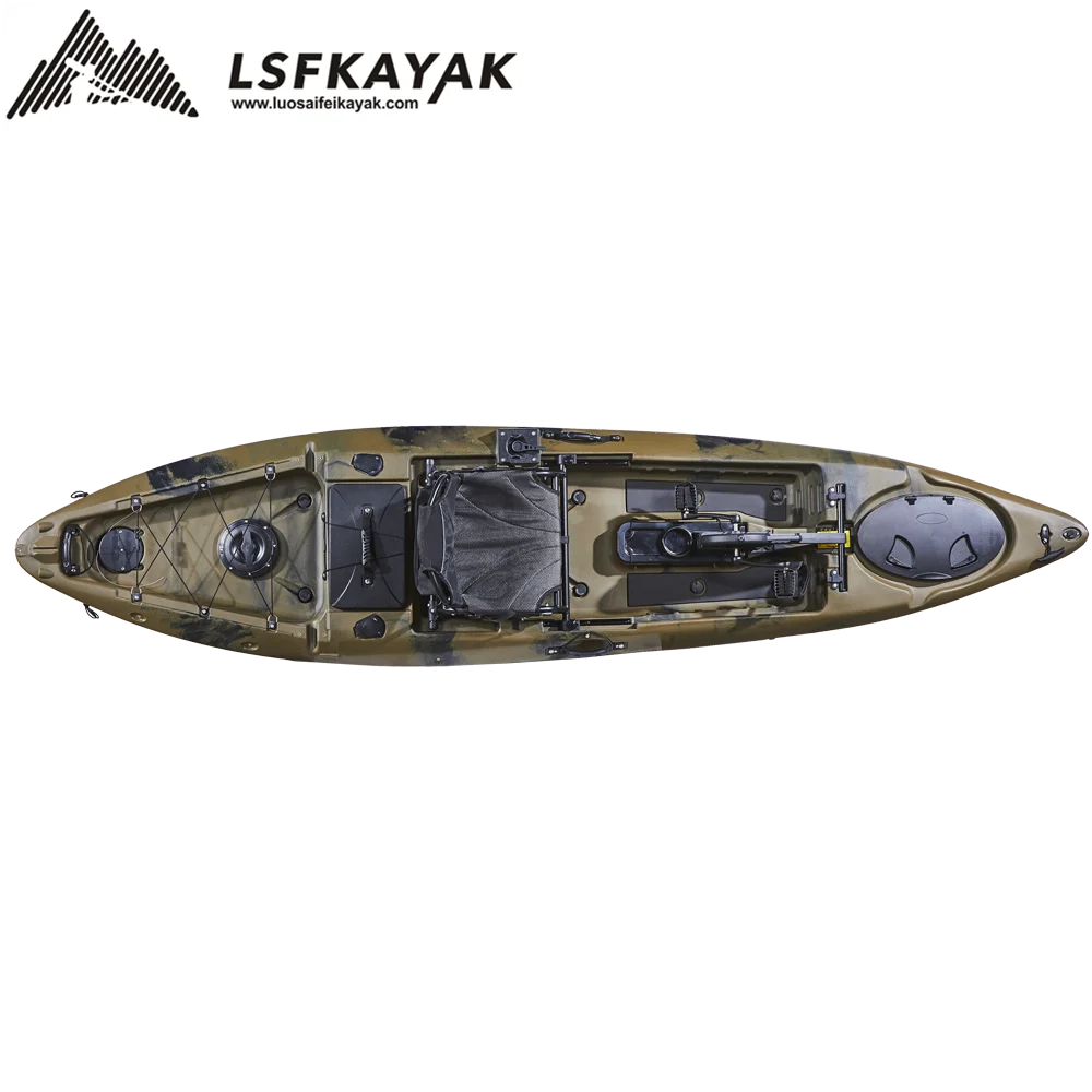 Hot Seller Single Kayak 12ft Fishing Foot Pedal Drive Plastic Kayak With Rudder System With