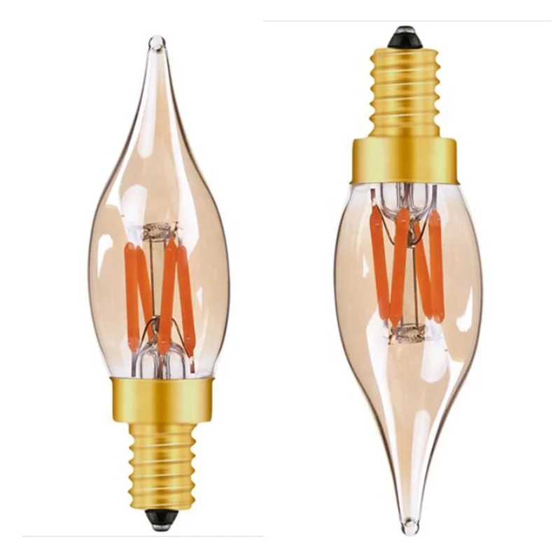 C22T LED Bulb 2W Light Candle Lamps Amber Glow Incandescent Lamp Replacement E12 E14 Candelabra Base Led Filament Night Lamp