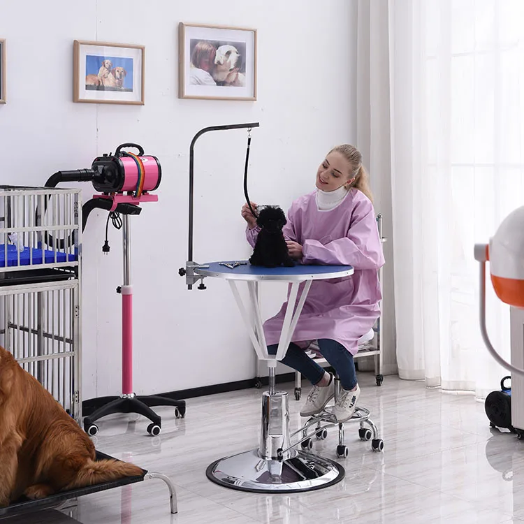 360 Degre Blue Pet Round Hydraulic Grooming Table for pet shower
