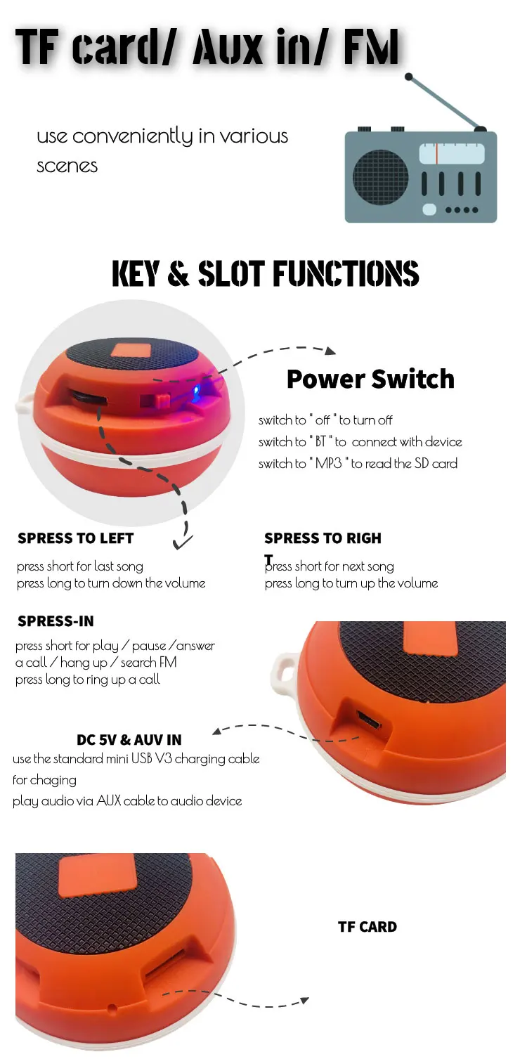 Mini Speaker Blue tooth Super-Portable with 82-Foot Bluetooth Range - ANKUX.COM