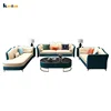 Royal Style living room furniture sofa set Navy blue modern leather 7 seater sectional sofa
