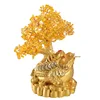 Wholesale natural topaz golden toad crystal fortune tree fengshui furnishing articles